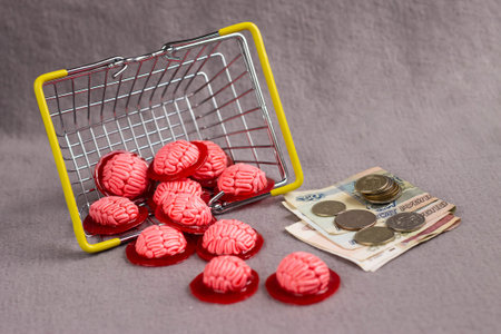 banner, food basket with brainsの写真素材