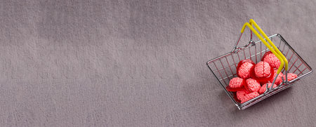 banner, food basket with brainsの写真素材