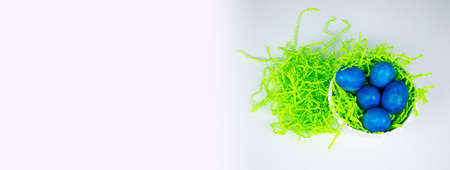 Easter, classic blue Easter eggs.の写真素材