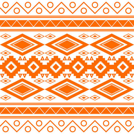 Traditional mexican seamless pattern in orange and white.のイラスト素材