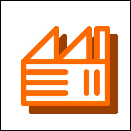 Factory icon in flat design with orange color and drop shadow.のイラスト素材