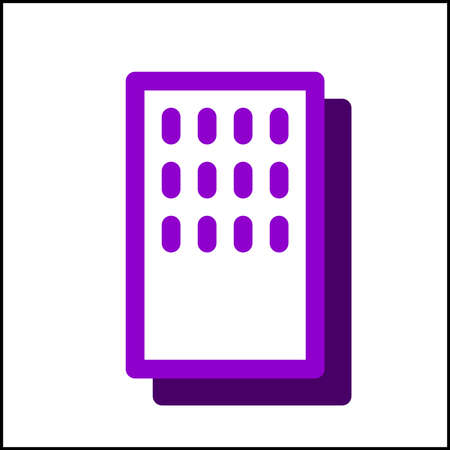 Many windows building icon in flat design with purple color and drop shadow.のイラスト素材