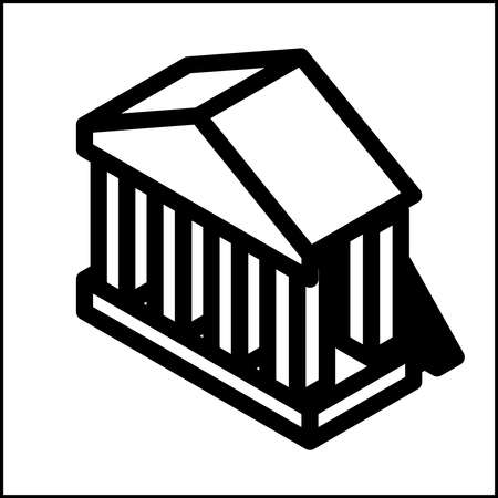 Bank icon in isometric flat design with black color and shape of a shadow.のイラスト素材