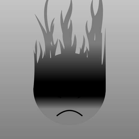 Angry emotion face in grayscale with fire 08のイラスト素材