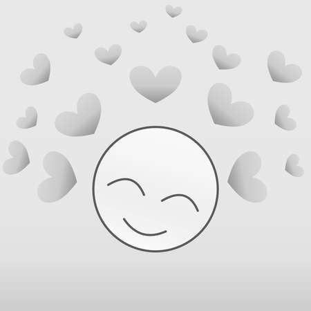 Love emotion face in grayscale with heart 07のイラスト素材