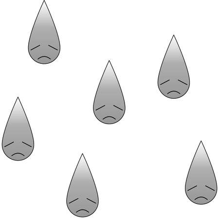 Sad emotional face in grayscale with teardrop 08のイラスト素材
