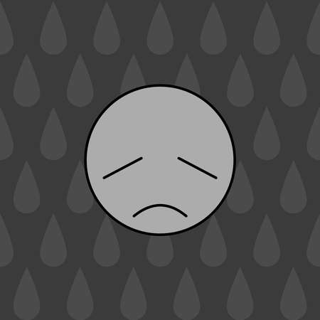 Sad emotional face in grayscale with teardrop 03のイラスト素材