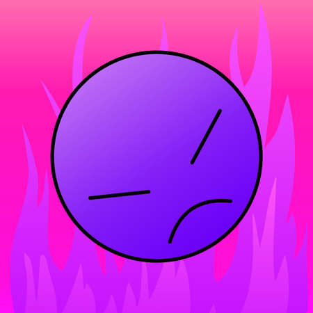 Angry emotion face in purple with fire 02のイラスト素材