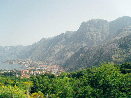 view of kotor bay on sunny day, Kotor, Montenegro. seaの写真素材