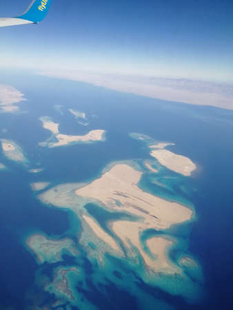 sea and land top view, Egypt view from the planeの写真素材