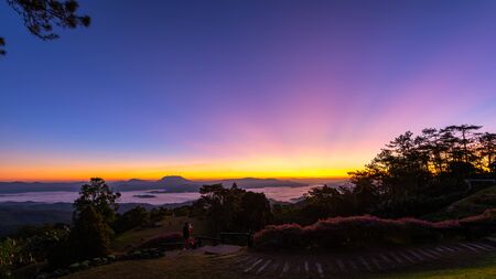 Viewpoint at Huai Nam Dang national park in the morning, Chiang mai, Thailandの写真素材
