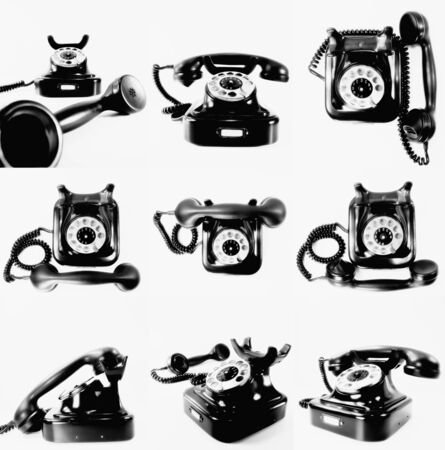 vintage black phone  on white        の写真素材