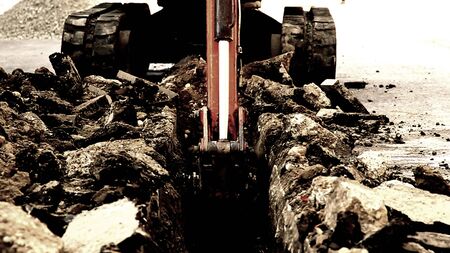 street digger at work grunge indy film lookの写真素材