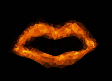Triangle art lips vector lowpoly illustartion eps10 on black background.のイラスト素材