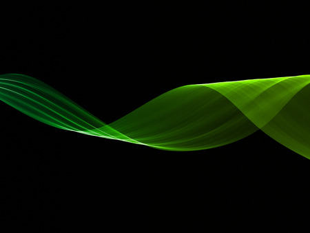 abstract eco fresh green smoke flame helix over black background.の写真素材