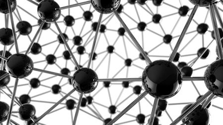 network of spheres linked in the space. Global connection concept,Technology and communication 3d...