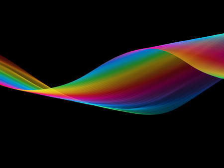 abstract eco fresh rainbow smoke flame helix over black background.の写真素材