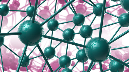 green and violet Molecular geometric chaos abstract structure. Science technology network connection hi-tech background 3d rendering illustration.の写真素材