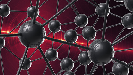 black Molecular geometric chaos abstract structure. Science technology network connection hi-tech...