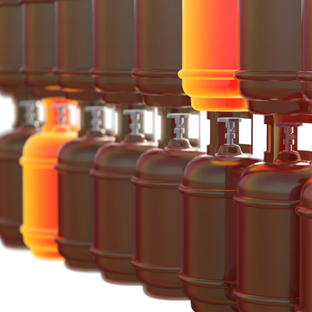 Propane gas cylinders isolated on a white background . 3d illustration.