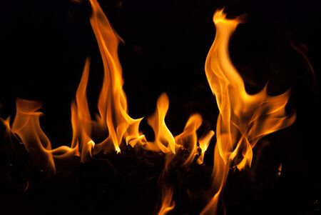 fire flames for background. Camping vacation food cookingの写真素材