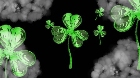 St. Patrick's Day 3d effect clover over space background. Decorative greeting grungy or postcard. Simple banner for the site, shop, magazine promotions with place for text. 3d illustration.の写真素材