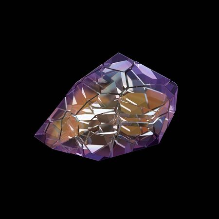 Amazing colorful Diamond Quartz Rainbow Flame Blue Aqua Aura crystal cluster closeup macro isolated on black background. abstract jewelry 3d illustration.の写真素材