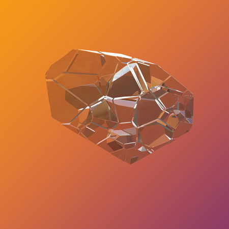 Amazing colorful Diamond Quartz Rainbow Flame Blue Aqua Aura crystal cluster closeup macro isolated on violet orange background. abstract jewelry 3d illustration.の写真素材