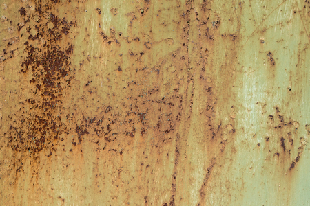 Peeled Rusty Green Metal Wall Background, Old steel painted Container House plate