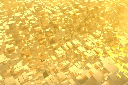 Wealth rich concept idea Golden city at sunset rays Abstract space background.3D illustration renderingの写真素材