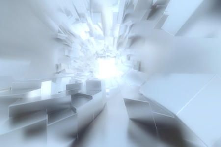Abstract Architectural tunnel light Irregular triangle Futuristic background made of silver or...