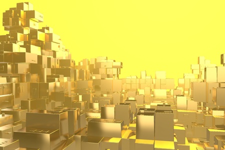 Wealth rich concept idea Golden city at sunset rays Abstract space background.3D illustration...