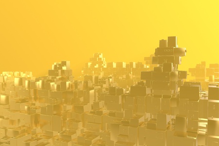 Wealth rich concept idea Golden city at sunset rays Abstract space background.3D illustration...