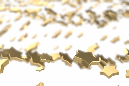 Gold or platinum stars flying over white background. Modeling 3d illustration. wealth rich mining bitcoin concept . Money growing business finance success clipart.の写真素材
