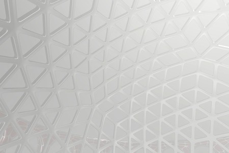 Abstract 3d rendering concept of high poly architecture with steel and glass, chaotic mesh grid...
