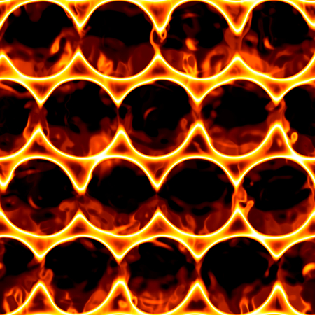 Blaze fire flame texture background. High-resolution seamless polygonal round geometry cell grid mesh textureの写真素材