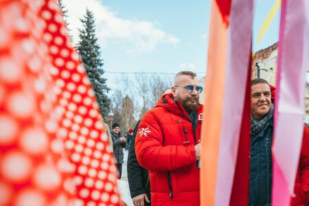 MOSCOW REGION, FRYAZINO, GREBNEVO ESTATE - MARCH 09 2019: Samy Naceri French star and actor of Taxi films and his brother Bibi Nacery visiting the Grebnevo estate during Maslenitsa celebrationのeditorial素材