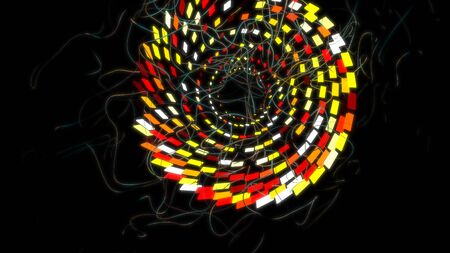 Abstract science fiction futuristic background with round structure connected with strings....