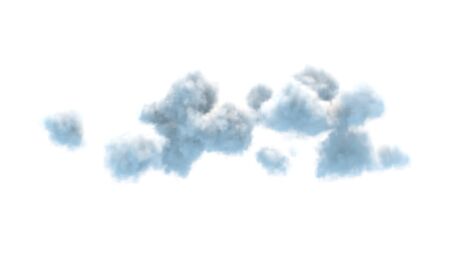 group of fluffy clouds isolated on white background 3d illustrationの写真素材
