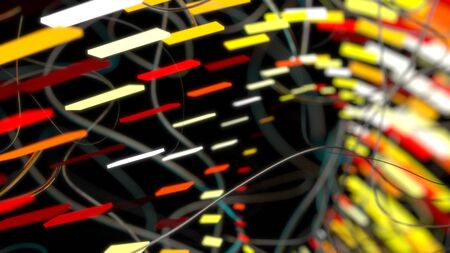 Abstract science fiction futuristic background with round structure connected with strings. Selective focus macro shot with shallow DOF 3d illustrationの写真素材