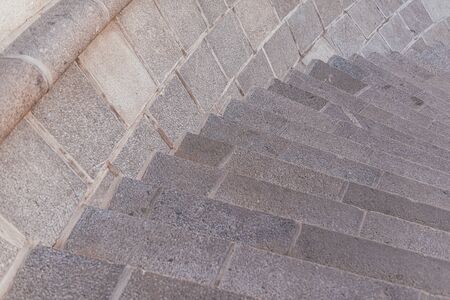 view from above on the stone staircase leading down
