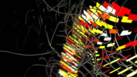 Abstract science fiction futuristic background with round structure connected with strings....