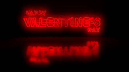 Happy Valentines Day message written by retro neon light tube lettering. Abstract concept 3d illustrationの写真素材