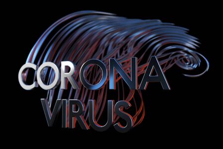 Coronavirus inscription. Epidemic condition 3d illustration.の写真素材