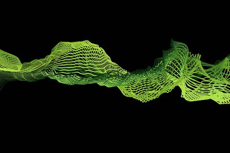 abstract Eco fresh green smoke flame helix isolated on black background. Spring healthy illustration...