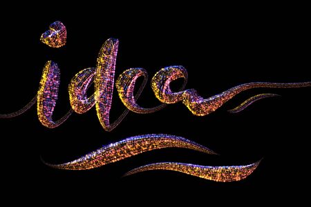 Idea word calligraphy made by colorful confetti, for prints, posters, webの写真素材