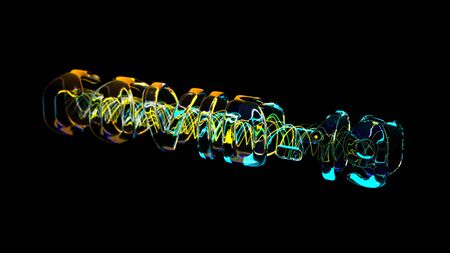 Coronavirus COVID-19 lettering Made by glass and flying particles. Medicine concept isolated on black background 3d illustrationの写真素材