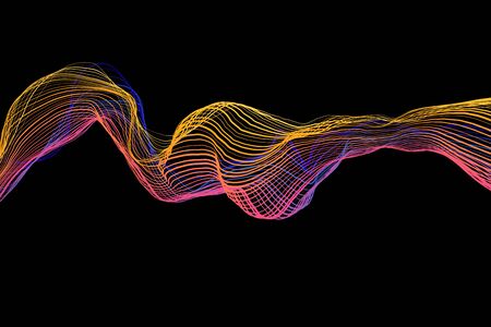 abstract Eco fresh reinbow smoke flame helix isolated on black background. Spring healthy illustration overlayの写真素材