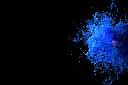 Blue and orange glowing cloud computing with particles. Coronavirus concept. Computer generated abstract background. 3d illustration with copyspaceの写真素材