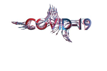 Coronavirus COVID-19 inscription. Epidemic condition SARS-CoV-2. 3d illustration with Copyspace for your text isolated on white backgroundの写真素材